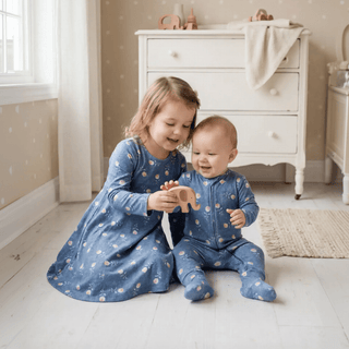 Swirly Girl Dress Denim Roses