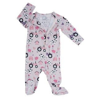 Tractors and Cows Zipper Footie